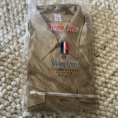 Flying Cross Men’s Hightest Poplin Button Shirt 17.5x33 Brown USA Made - Image 1 of 4