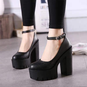 Tacones bloque plataforma negros talla 38 - Imagen 1 de 7