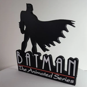 Batman The Animated Series Schild 3D gedrucktes Logo in Schwarz-Weiß Sammlerstück - Bild 1 von 5