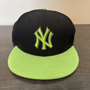 New York Yankees Hat Men 7 3/8 Black Green 59Fifty New Era MLB Fitted Cap - Picture 1 of 8