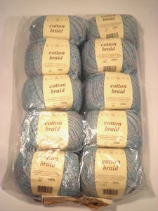 Rowan Cotton Braid Linen Rayon Yarn Lot 10 Matisse Blue #352 50g England Retired - Bild 1 von 6