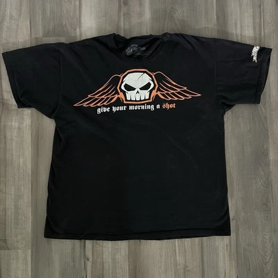 Camiseta De Colección No Fear Hombres 2XL Bloodshot Doble Cara Negra Desvanecida Desvanecida Y2K Foto 1 de 4