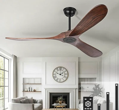NEW 60 Inch Outdoor Ceiling Fan Quiet No Lights Wood Indoor Outdoor Sloped Flat - Image 1 of 3