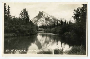 RPPC Mt Rundle From the Bow River 1920s Byron Harmon Banff Canada Photograph - Picture 1 of 1