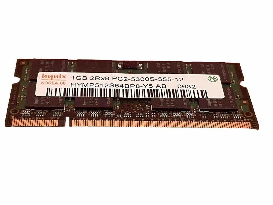 Hynix, 1GB, DDR2 RAM, PC2-5300S, 200Pin, Sodimm, HYMP512S64CP8-Y5 Ab-T.m - Imagen 1 de 3
