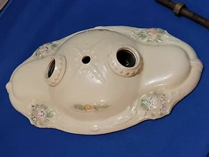 Vintage Ceiling Light Fixture Flush Mount light Porcelain, Oval, flowers, 11x6 - Picture 1 of 12