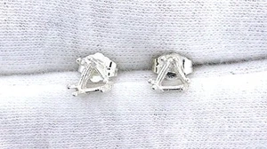 8mm Trilliant Earring Sterling Silver Gemstone Gem Stone Prenotched Mounting  - Picture 1 of 2