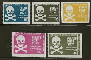 GRAN BRETAÑA - 1971 huelga postal - correo pirata - 5 diferentes - Imagen 1 de 1