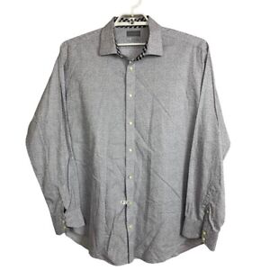 Thomas Dean Men's size XXL Gray White Paisley Long Sleeve Flip Cuff Shirt