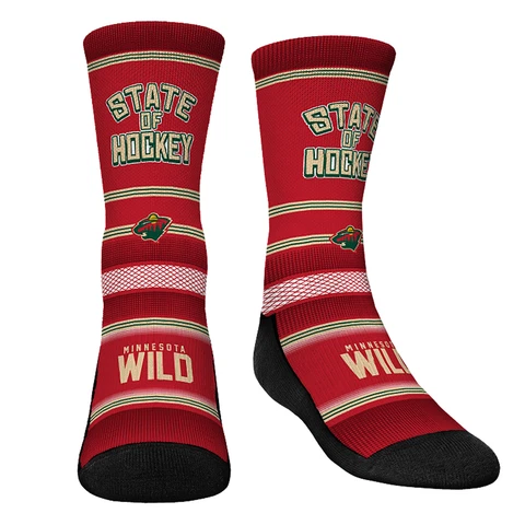 Youth Rock Em Socks Minnesota Wild Team Slogan Crew Socks Cover