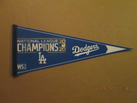 MLB Los Angeles Dodgers Circa 2020 NL Champions WS Team Logo Pennant Cover