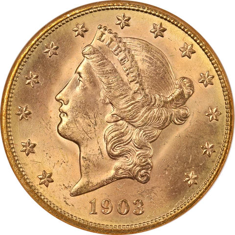 1903-S Liberty Gold $20 Old Holder NGC MS64 Superb Eye Appeal Strong Strike Cover