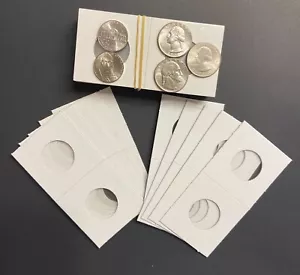 10- Nickel / Quarter Size 2x2 Premium Cardboard Mylar Coin Holder Flip - Picture 1 of 1