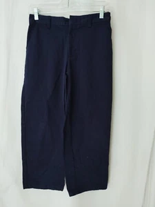 Lee Boys School Pants Flat Front Center Back Elastic Navy Size 12 Husky #14101 - Picture 1 of 3