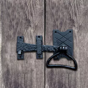 Torriegel für Gartentor, Überwurf Riegel | Eisen, Schwarz | H15,0xB22,0 - Bild 1 von 5