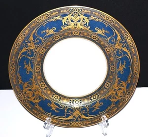 "Placa de gabinete Royal Worcester 1926 polvo de cobalto azul y dorado de 10 5/8""" - Imagen 1 de 6