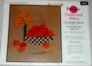 Vintage Paragon Mid Century "Summer Fruit" Crewel Embroidery Kit - Picture 1 of 3