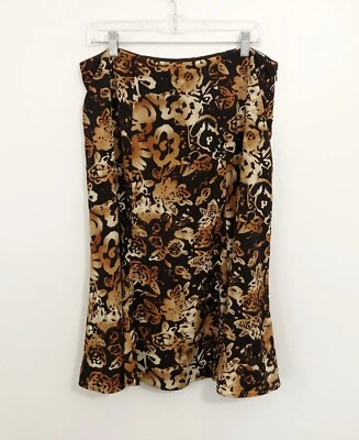 Falda Midi Jones Wear Vintage 14| L Marrón Forrada Floral Hada Grunge Oficina Carrera Foto 1 de 4