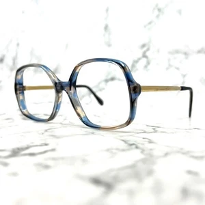Luxottica HATTY Eyeglasses Frames blue Gold Square Full Rim 54-18-150 - Picture 1 of 12