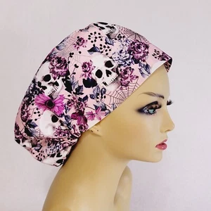 Halloween, Skull, Women Scrub Hat, Surgical Cap, Nurses Hat, Medical USA Made - Picture 1 of 8