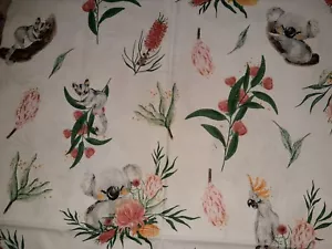 Baumwollstoff Koala u Kakadu u Blumen etc. Neu, ab 50 cm lang - Bild 1 von 4