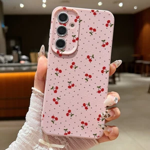 Custodia telefono per Samsung Galaxy A16 A56 A55 A15 A25 S25 cover silicone ciliegia carina - Foto 1 di 18