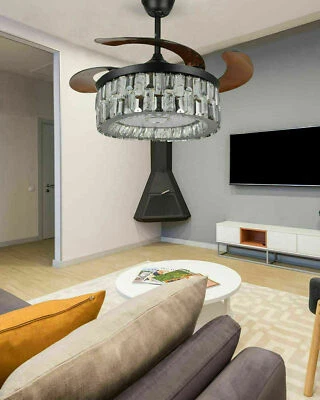 Crystal Luxury Fan Lamp Variable Frequency Remote Control Ceiling Fan Lighting - Image 1 of 4
