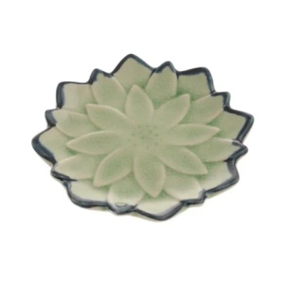 2 piezas. Plato de inmersión de sushi salsa de soja japonesa de 4,75" D hoja craquelada de lima Foto 1 de 2