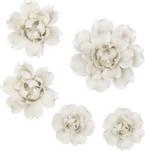 5 Pcs Ceramic Flower Wall Decor Handcrafted 3D Hanging Porcelain Flowers Wall Ar - Picture 1 of 12