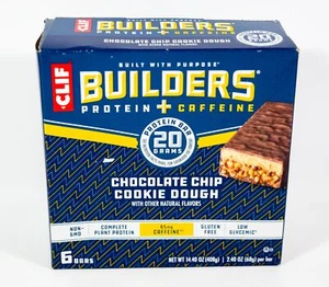 6 Clif Builders 20g Protein CHOCOLATE CHIP COOKIE DOUGH 2.40oz bar 07/14/2025 - Picture 1 of 4