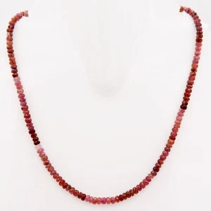 Handcrafted Natural Pink Tourmaline 4mm Beads Chain 925 Silver Strand Necklace - Picture 1 of 5