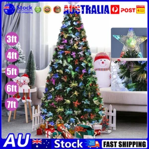 Fibre Optic Pre Lit Christmas Tree 4/5/6/7FT w/ LED Star Lights Xmas Tree Decor - Picture 1 of 28