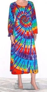 TIE DYE Para mujeres Arco Iris Mangas Largas Vestido Agradecido Dead Hippie sm med lg xl 2X 3 - Imagen 1 de 2