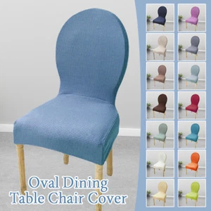 Mesa de comedor elástica ovalada cubierta de silla respaldo redondo cubierta de silla cubierta de taburete - Imagen 1 de 27