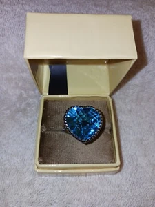 Size 8 Platinum/Sterling Ring Sajen Blue Quartz Heart Doublet 22.65 TCW (764) - Picture 1 of 17