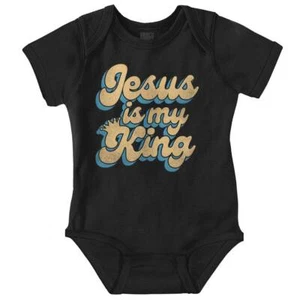 Christian Faith Religious Jesus Is My King Newborn Baby Boy Girl Infant Romper - Picture 1 of 7