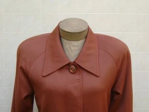 Damen 100% Wolle Trench M Kleid Mantel Jacke Blazer Erbse Lang Gefüttert Ziegel Burgund - Bild 1 von 8