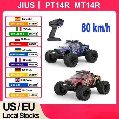 1/14 4WD RC Car 80km/h Brushless 2.4G Racing Car High Speed Truck 3S 35C 2200mAh - Image 1 of 4