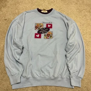 Vintage Light Blue Grandma Patchwork Undershirt Crewneck Large - Picture 1 of 7