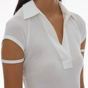 HELMUT LANG Women's Strappy Cap Sleeve Polo White S NWT - Picture 1 of 7