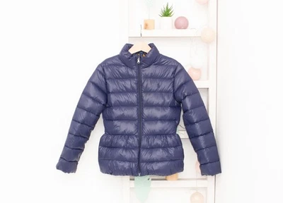 Polo Ralph Lauren Down Peplum Jacket Navy Blue Puffer Girls Size 7 Years - Image 1 of 4
