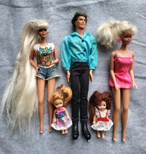 Mattel Fashion Barbie Doll Ken Shelly Lot Of 5 W/Clothes Shoes & Accessories 80s - Picture 1 of 10