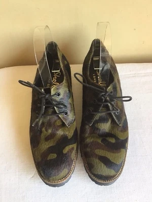 Zapatos Oxford para mujer Shellys London Terrwyn piel verde camuflaje plataforma con cordones 7,5 Foto 1 de 4