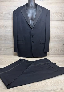 Ralph Lauren Purple Label Men's Black Grosgrain Tuxedo Jacket Pants 44L ENGLAND - Picture 1 of 21