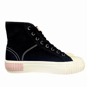 ALLSAINTS Dana High Top Women Size 8 Canvas Platform Sneakers In Black - Picture 1 of 6