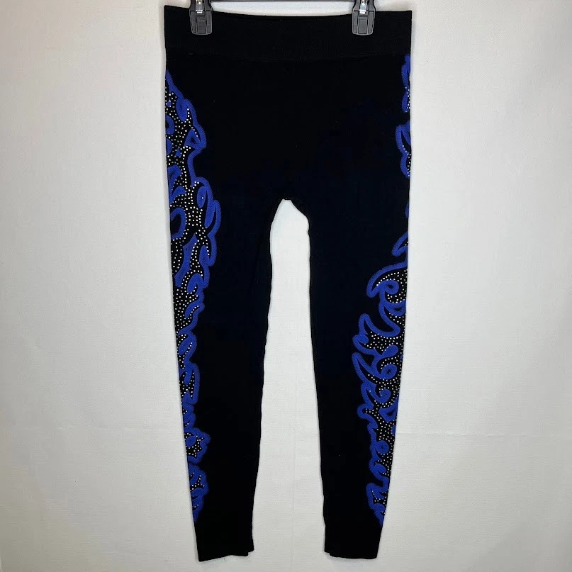 Leggings Gráficos Llama Azul Para Mujer O/S Negros Elastizados Y2K Punk Rock Gótico Foto 1 de 4