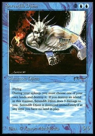 Magic MTG Arabian Nights Serendib Djinn MODERATELY PLAYED MP - Image 1 of 1