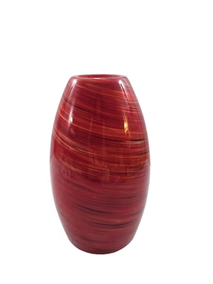 Vintage Red Swirled Art Glass Pendant Light Shade 1-5/8" Fitter 8" Tall - Image 1 of 4