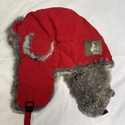 Mad Bomber Trapper Hat Large Red Aviator Rabbit Fur Winter Outdoor - Image 1 of 4