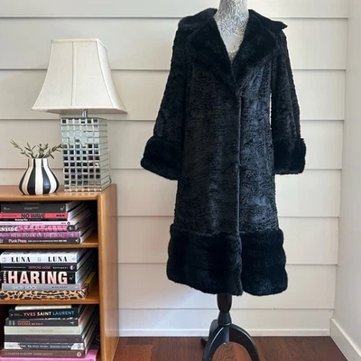 Vintage Black Faux Fur Coat by Rosewin 60s 70s Retro - Image 1 of 4